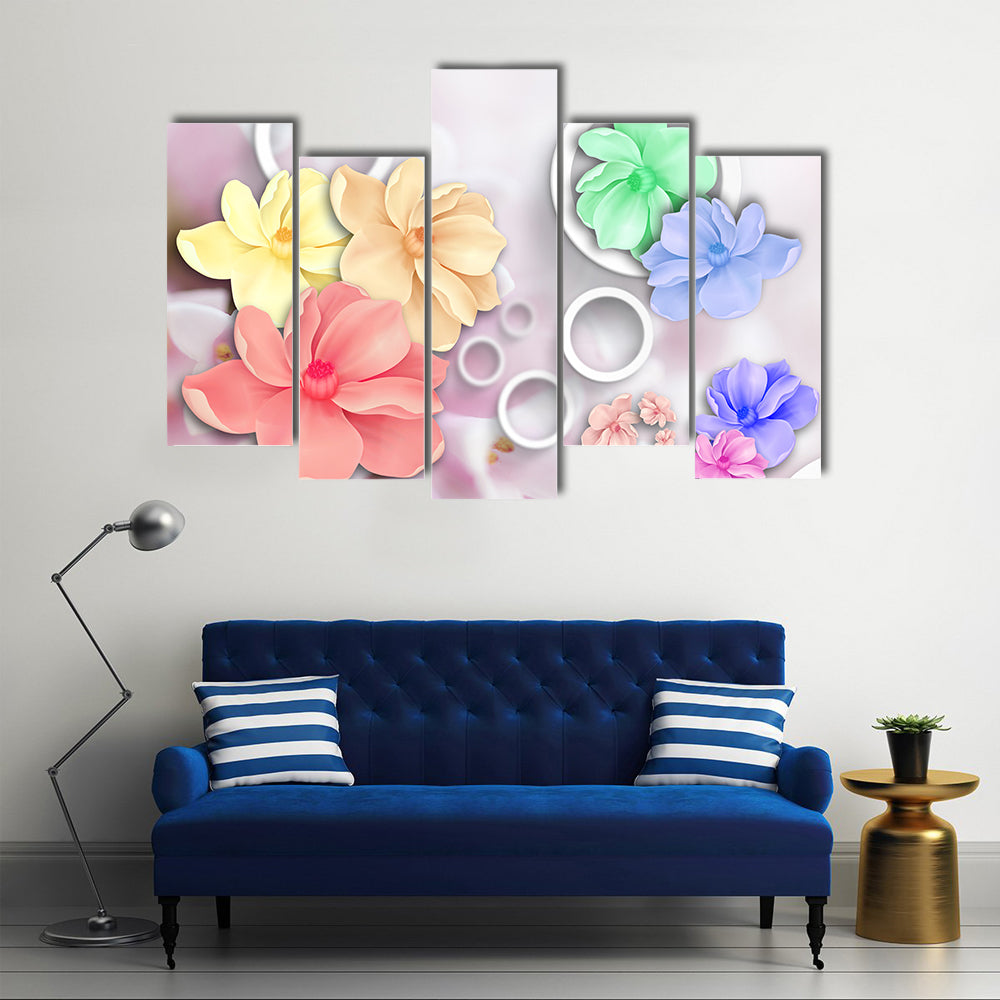Layered Pastel Floral Ornament Canvas Wall Art