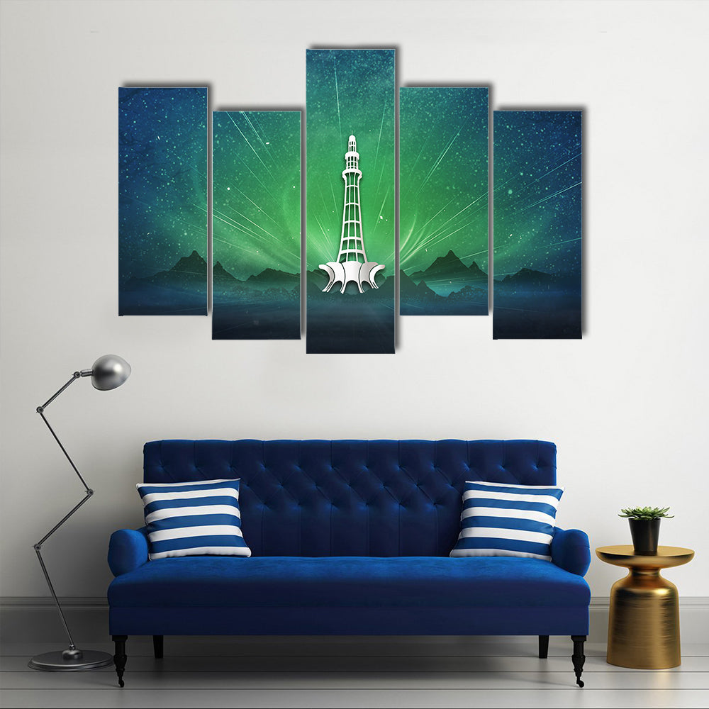 Minar-e-pakistan Aurora Nightscape Canvas Wall Art