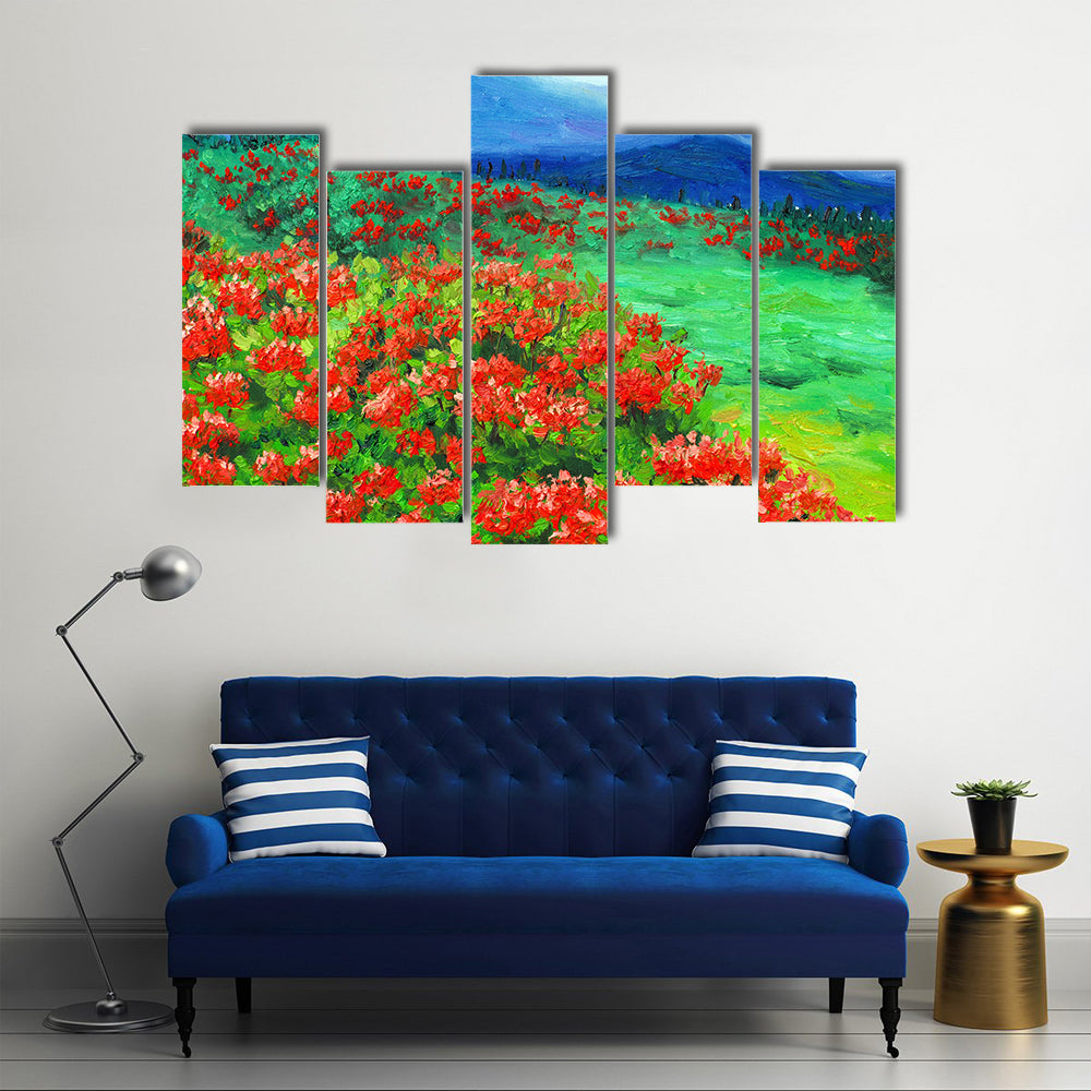 Oil Painted Wildflower Field Canvas Wall Art