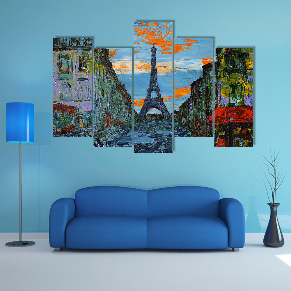 Paris Street at Sunset Canvas Wall Art