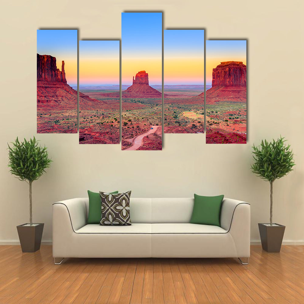 Sunset At Monument Valley In USA Canvas Wall Art
