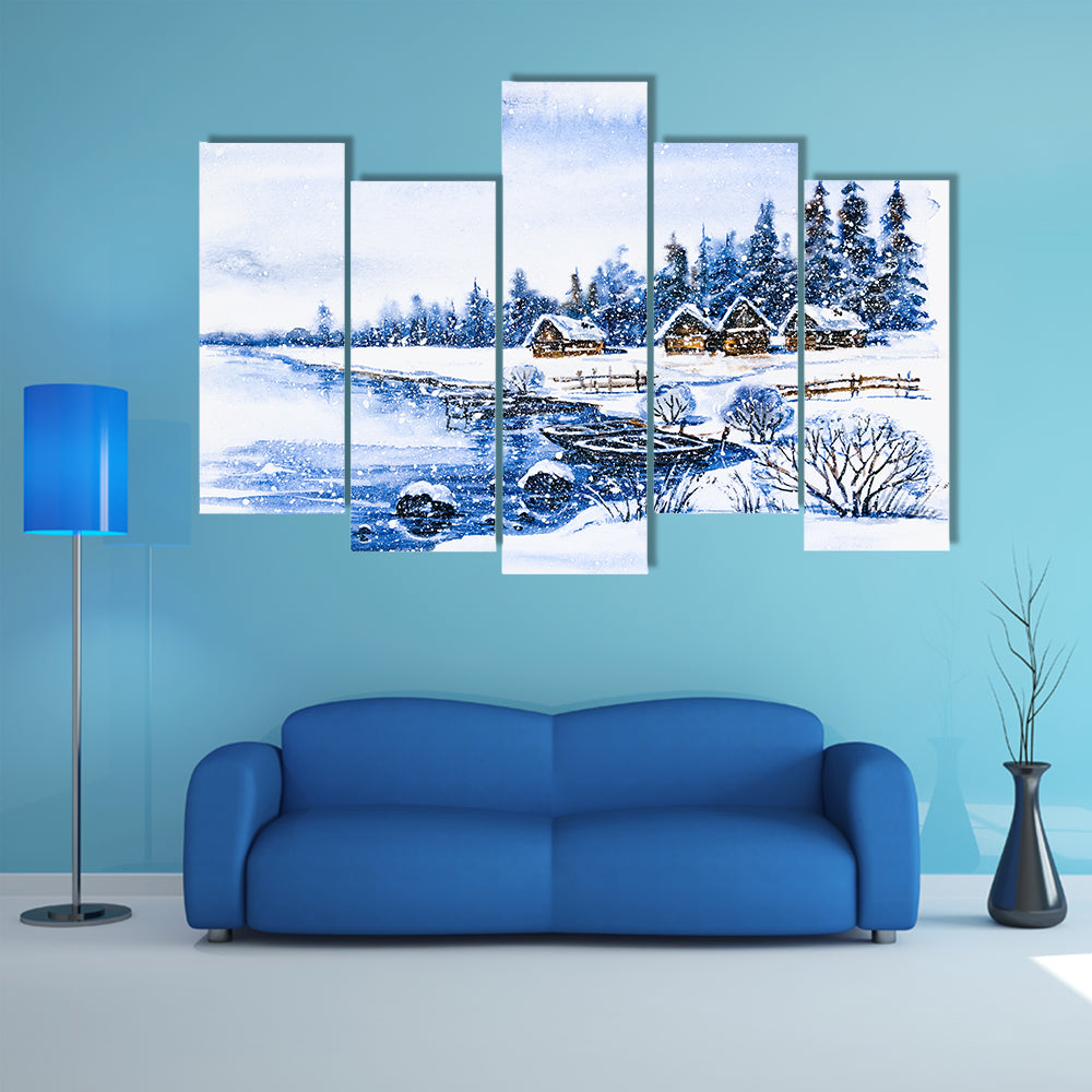 Frozen Winter Village Canvas Wall Art