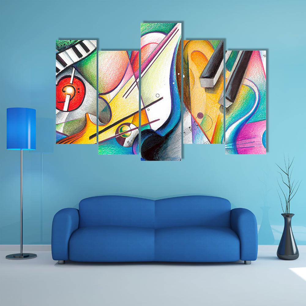 Hand-drawn Musical Abstraction Canvas Wall Art