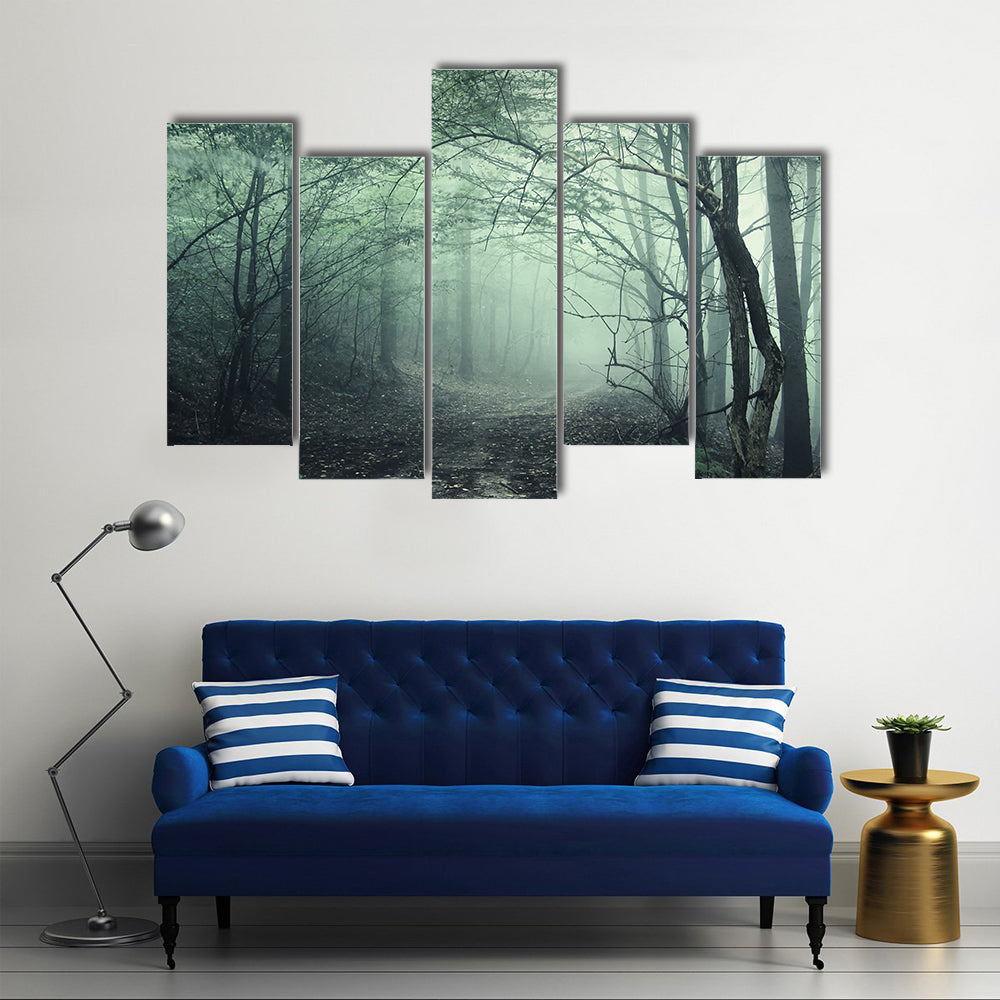 Foggy Forest Pathway Canvas Wall Art