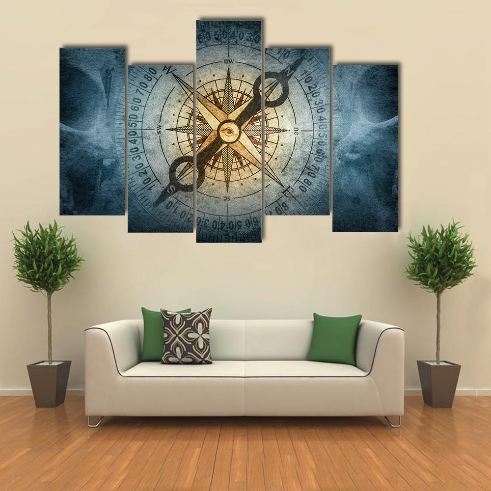 Sailor Skull with Vintage Compass Canvas Wall Art
