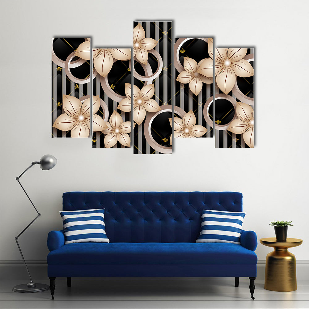 Modern Abstract Floral with Gold Accents Canvas Wall Art