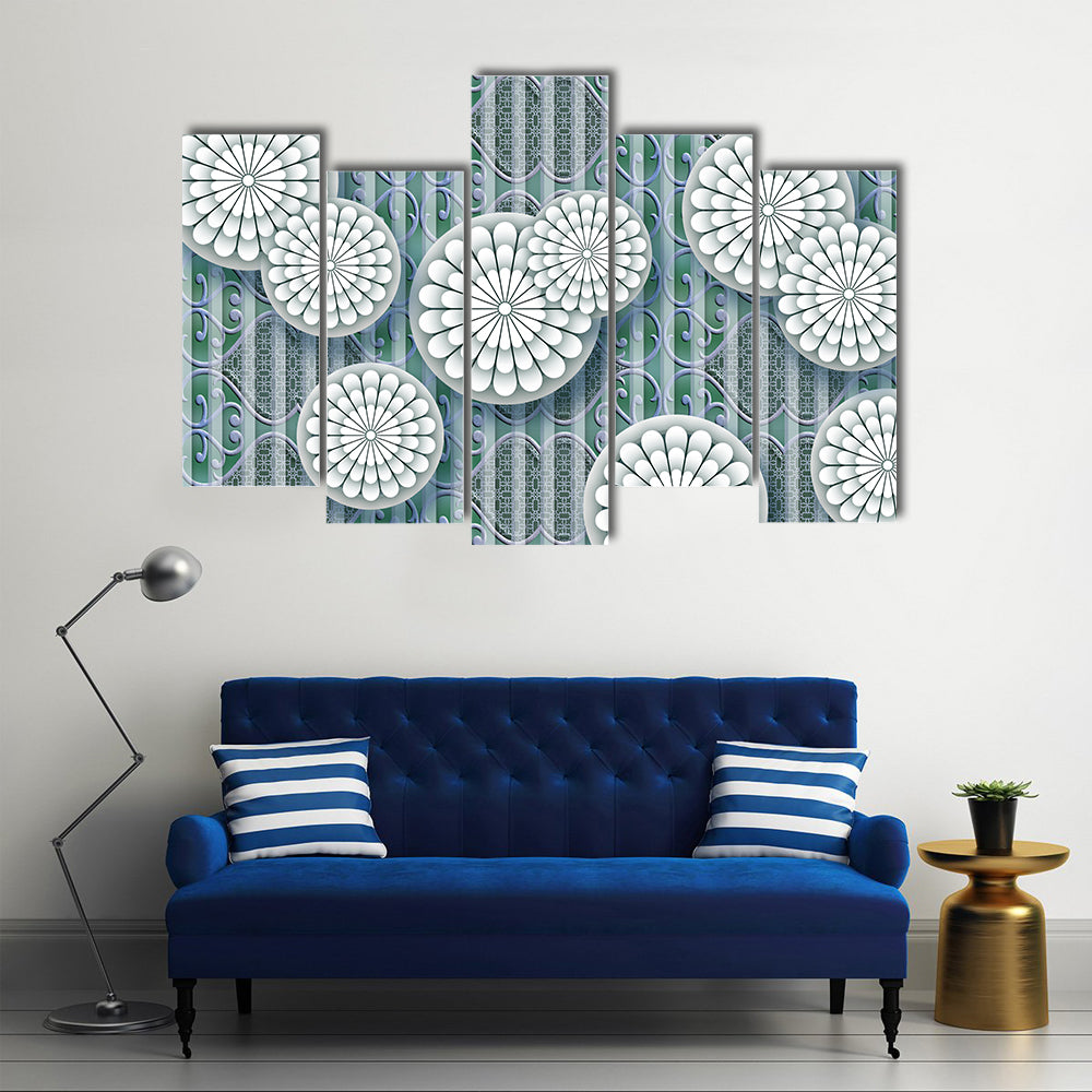 3d White Floral Mural Canvas Wall Art