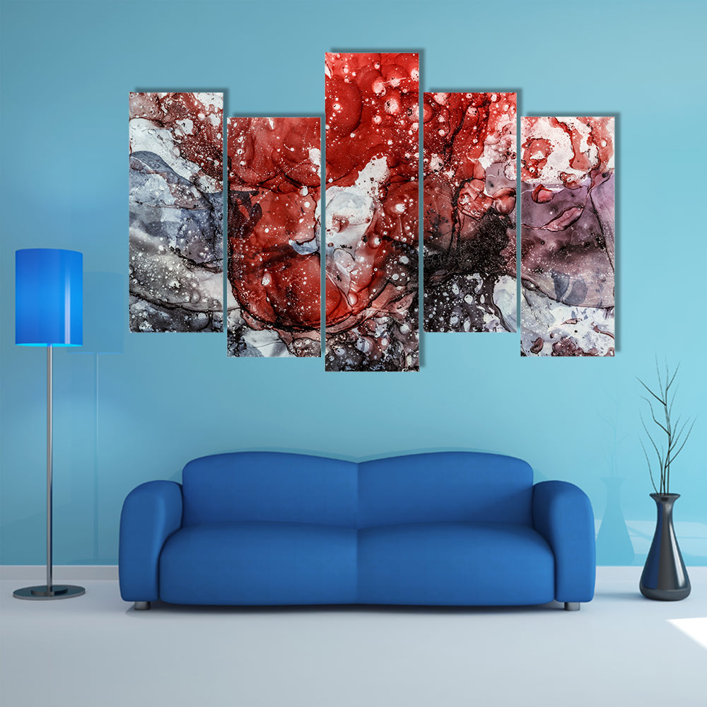 Textured Red Fluid Abstract Canvas Wall Art
