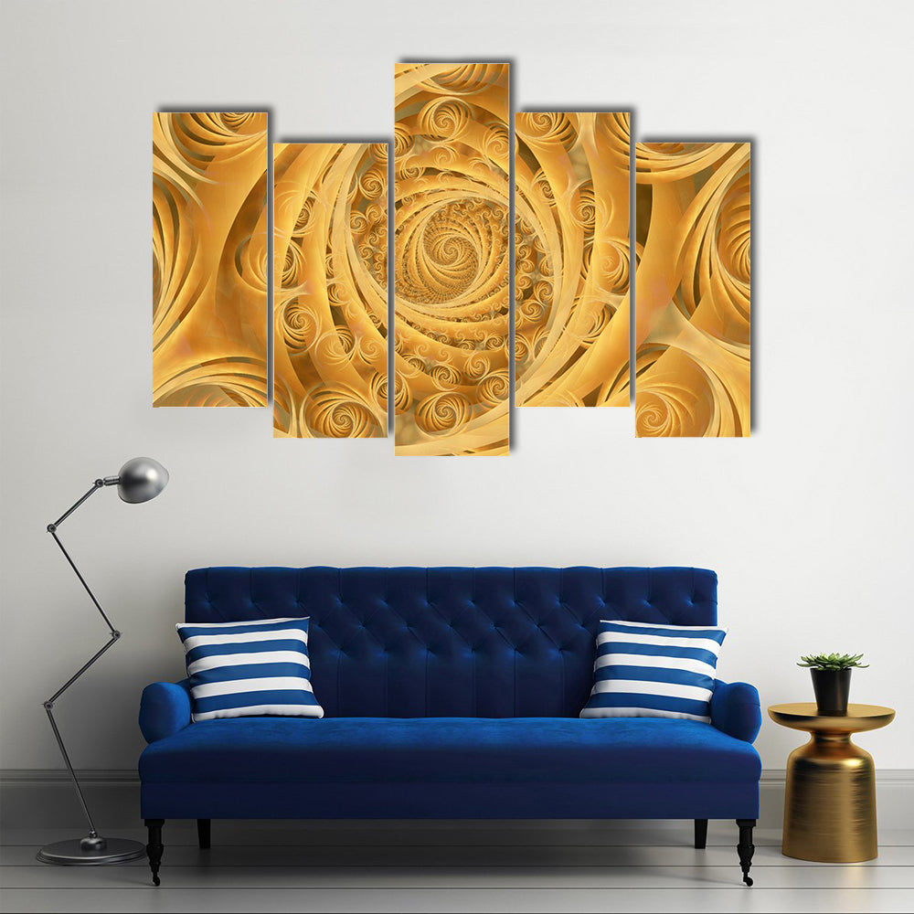 Wispy Gold Spiral Pattern Canvas Wall Art