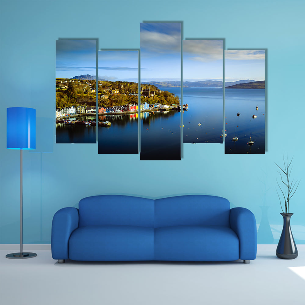 Tobermory Bay Harbor with Colorful Houses Canvas Wall Art