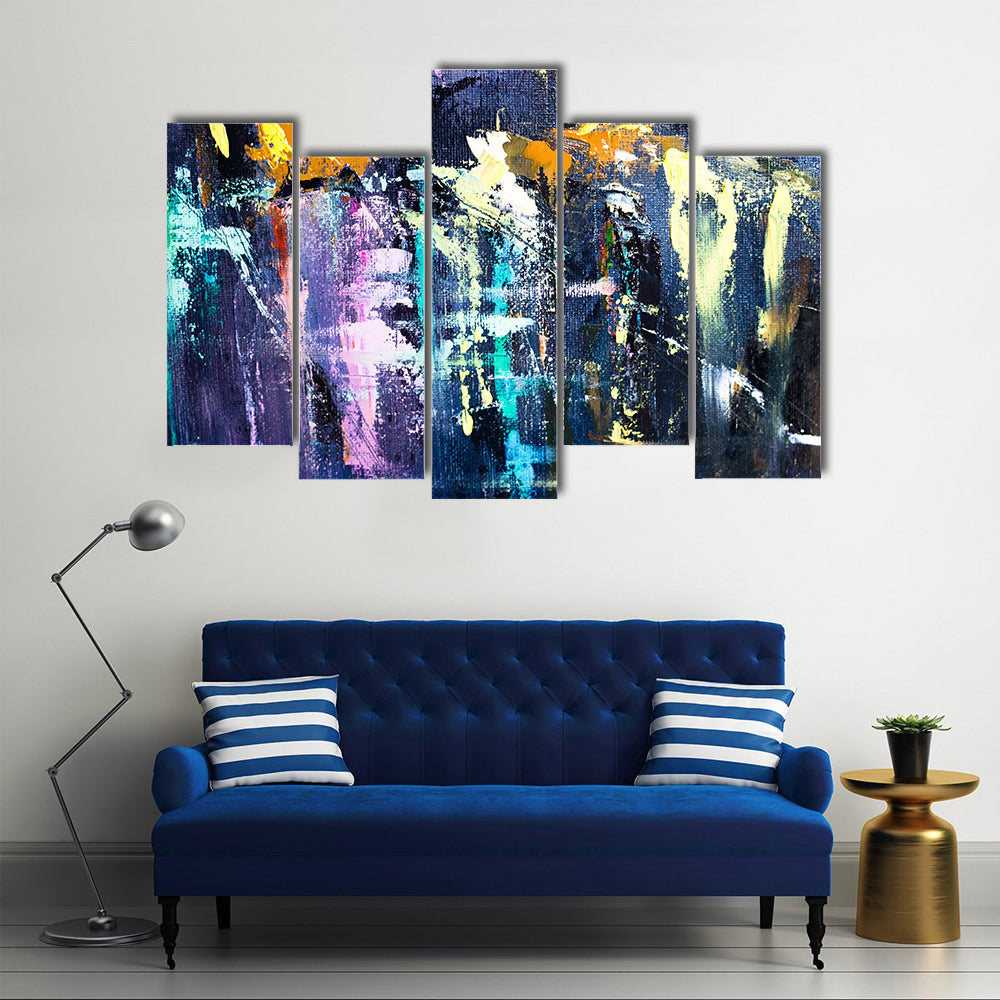 Dark Brushstrokes Abstraction Canvas Wall Art