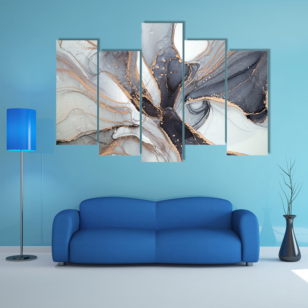 Alcohol Ink Marble with Gold Accents Canvas Wall Art