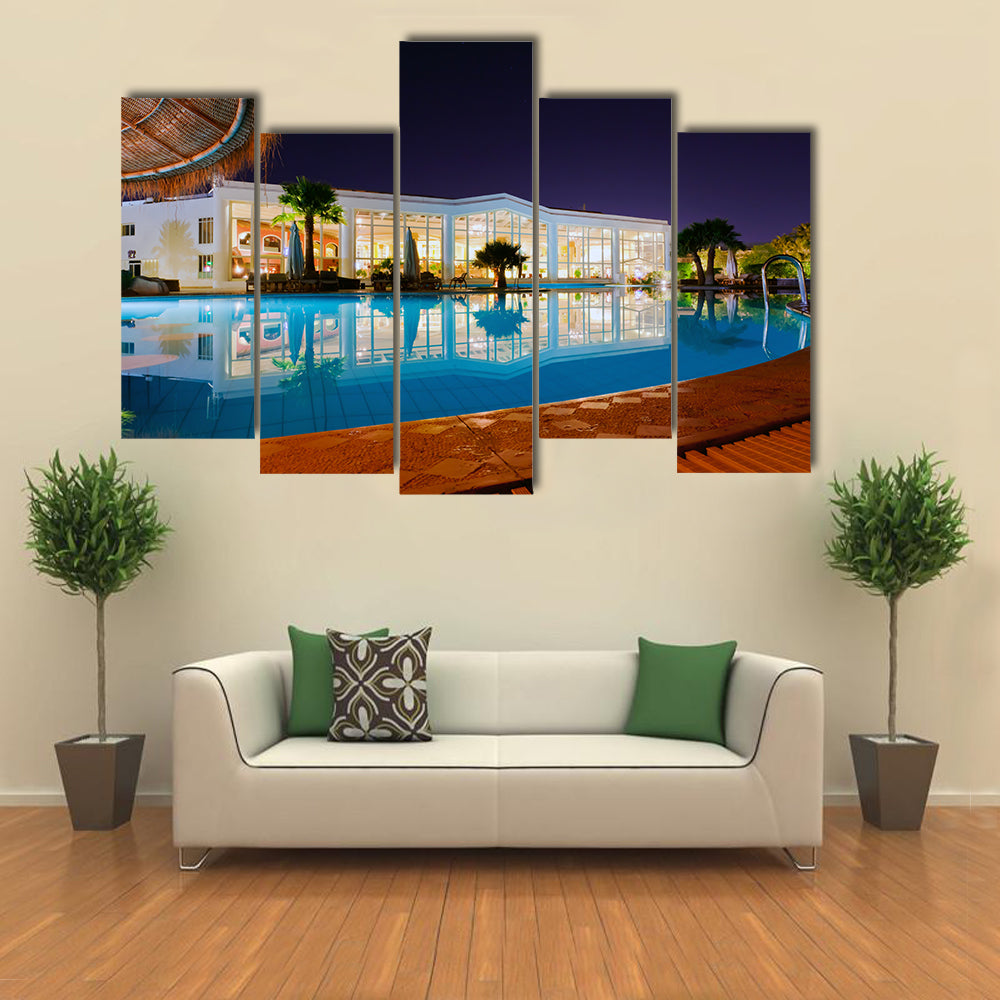 Luxury Resort Pool at Night Canvas Wall Art