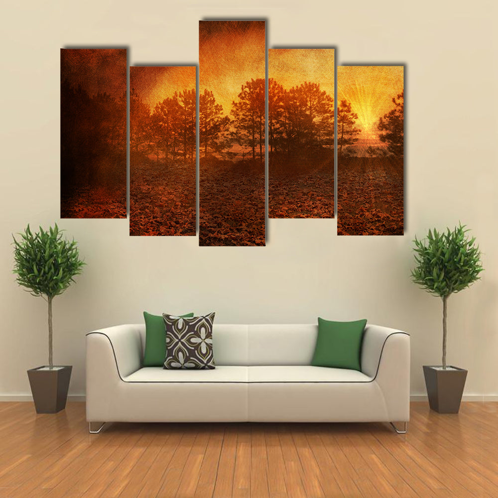 Rusty Golden Textured Autumn Field Canvas Wall Art