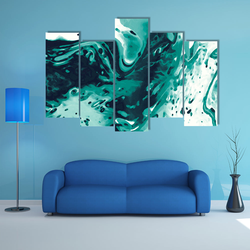 Turquoise Fluid Marbling Canvas Wall Art