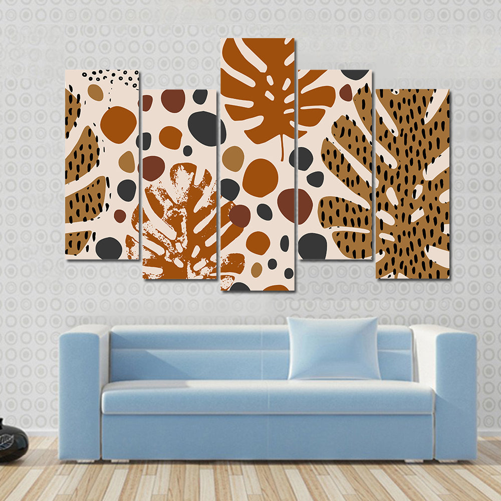 Tropical Monstera Leaf Pattern Canvas Wall Art