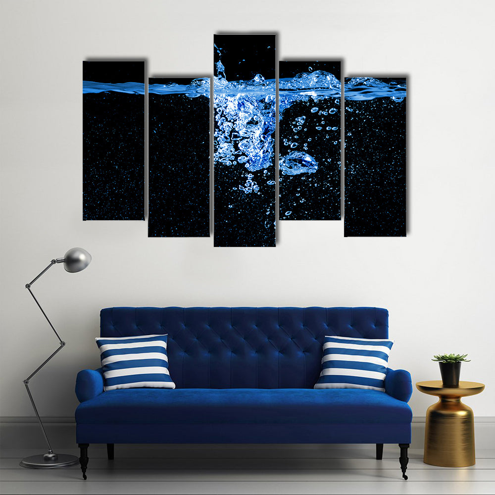 Dark Water Splash with Bubbles Canvas Wall Art
