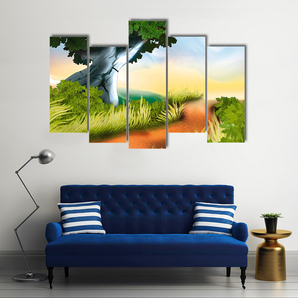 Winding Dirt Track Illustration Canvas Wall Art
