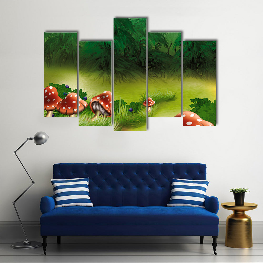 Fly Agaric Mushroom Illustration Canvas Wall Art