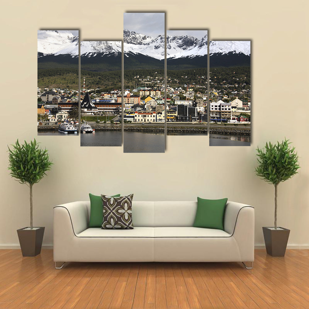 Ushuaia Harbor with Snow-capped Peaks Canvas Wall Art