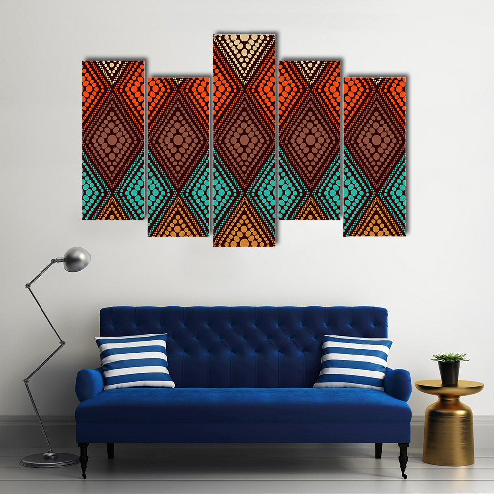 Dotted Diamond Geometric Pattern Canvas Wall Art