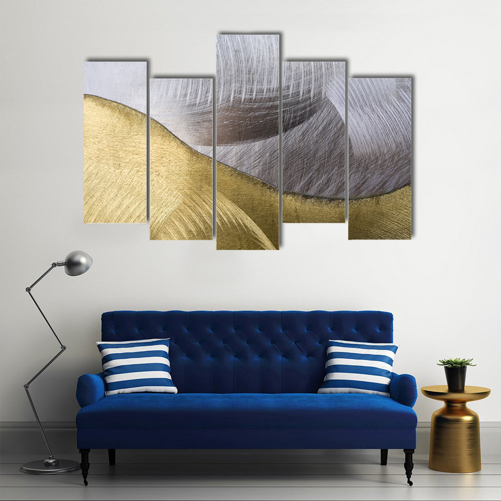 Gold and Silver Abstract Waves Canvas Wall Art
