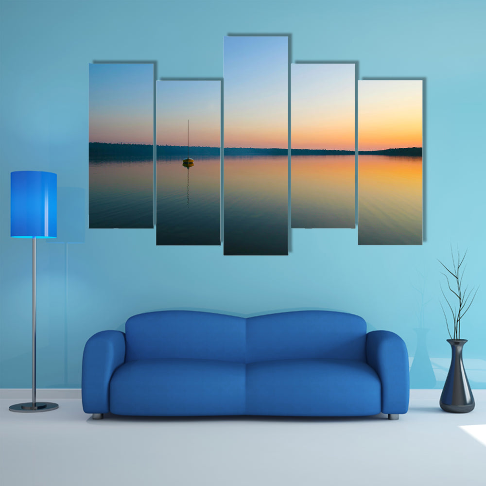 Yellow Sailboat at Sunset Canvas Wall Art
