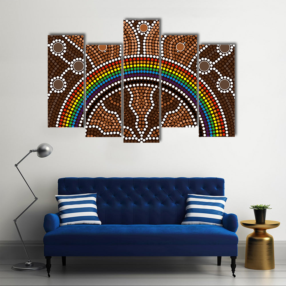 Aboriginal Rainbow Dot Painting Canvas Wall Art
