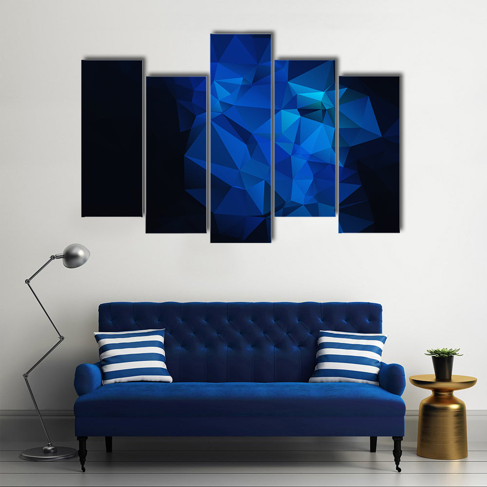 Blue Low-poly Geometric Artwork Canvas Wall Art