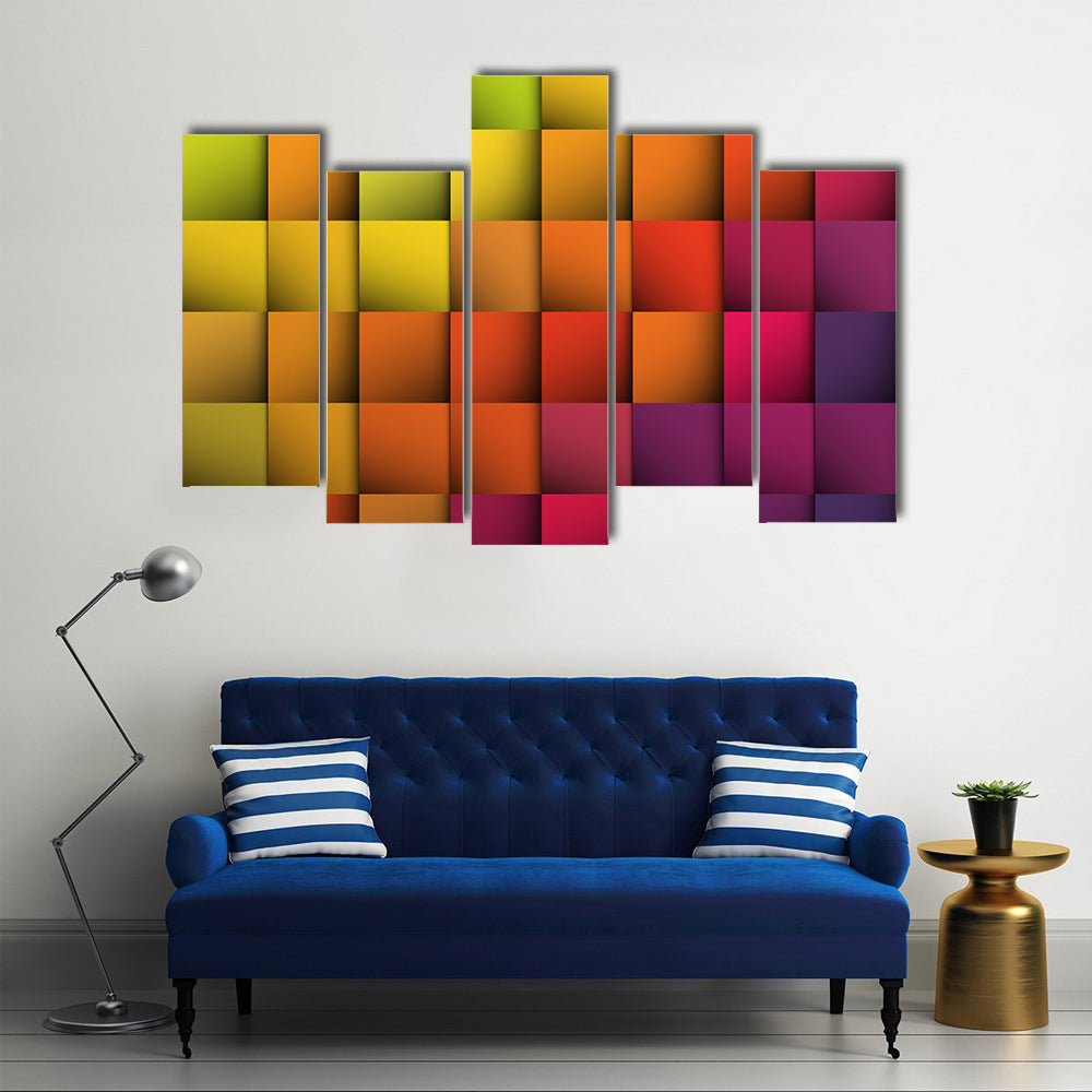 Colorful 3d Cube Grid Canvas Wall Art