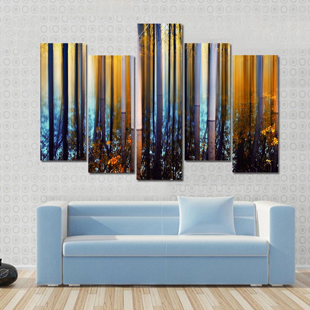 Forest In Autumn Abstract Canvas Wall Art