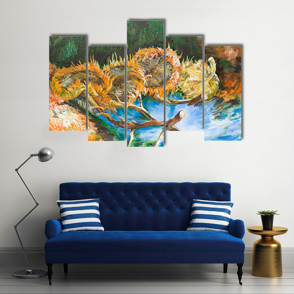 Four Cut Sunflower Heads Canvas Wall Art