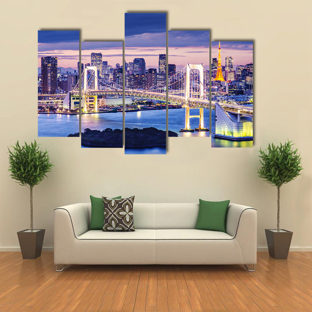 Rainbow Bridge Over Tokyo Bay Canvas Wall Art