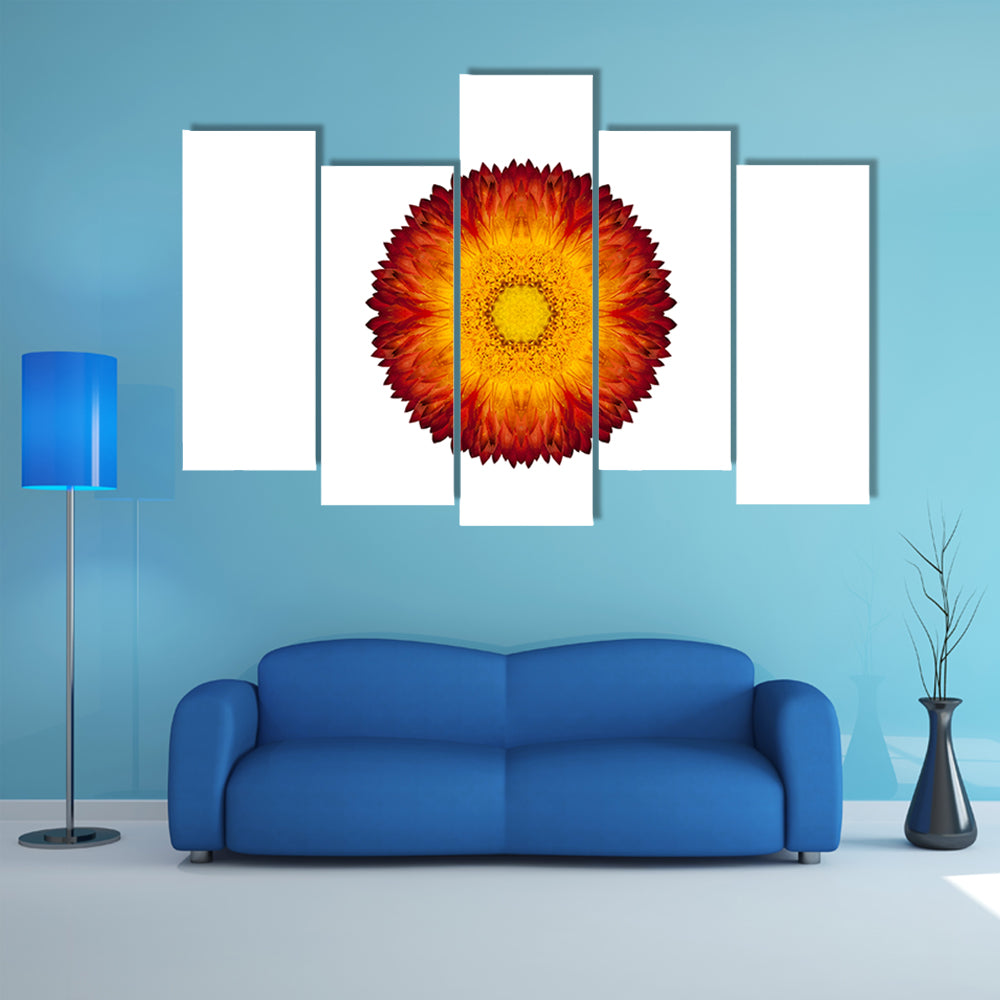Kaleidoscopic Strawflower Mandala Canvas Wall Art