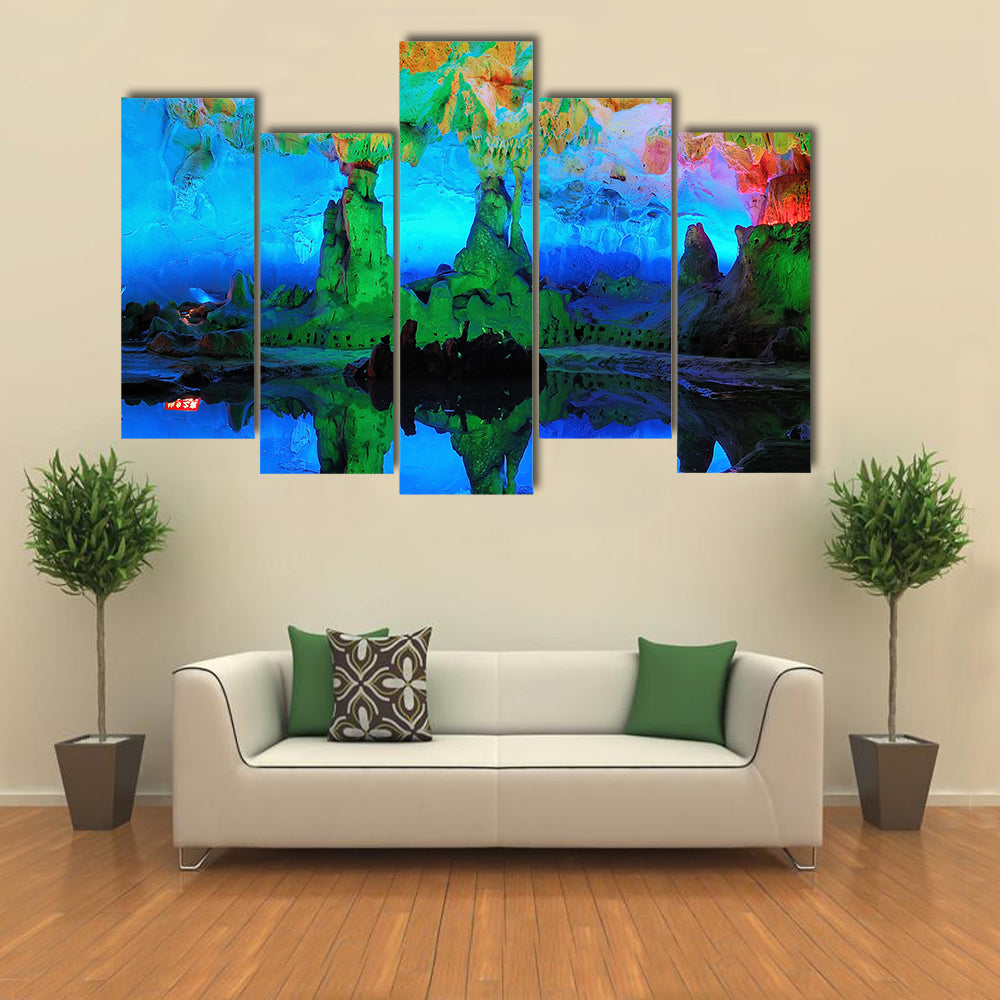 Guilin Limestone Cave with Reflective Pool Canvas Wall Art