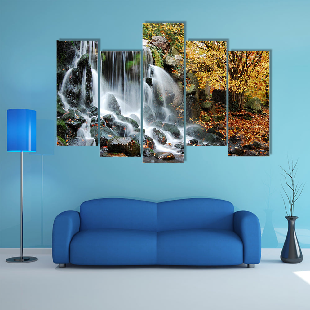 Autumn Waterfall in Sonsbeek Park Arnhem Canvas Wall Art