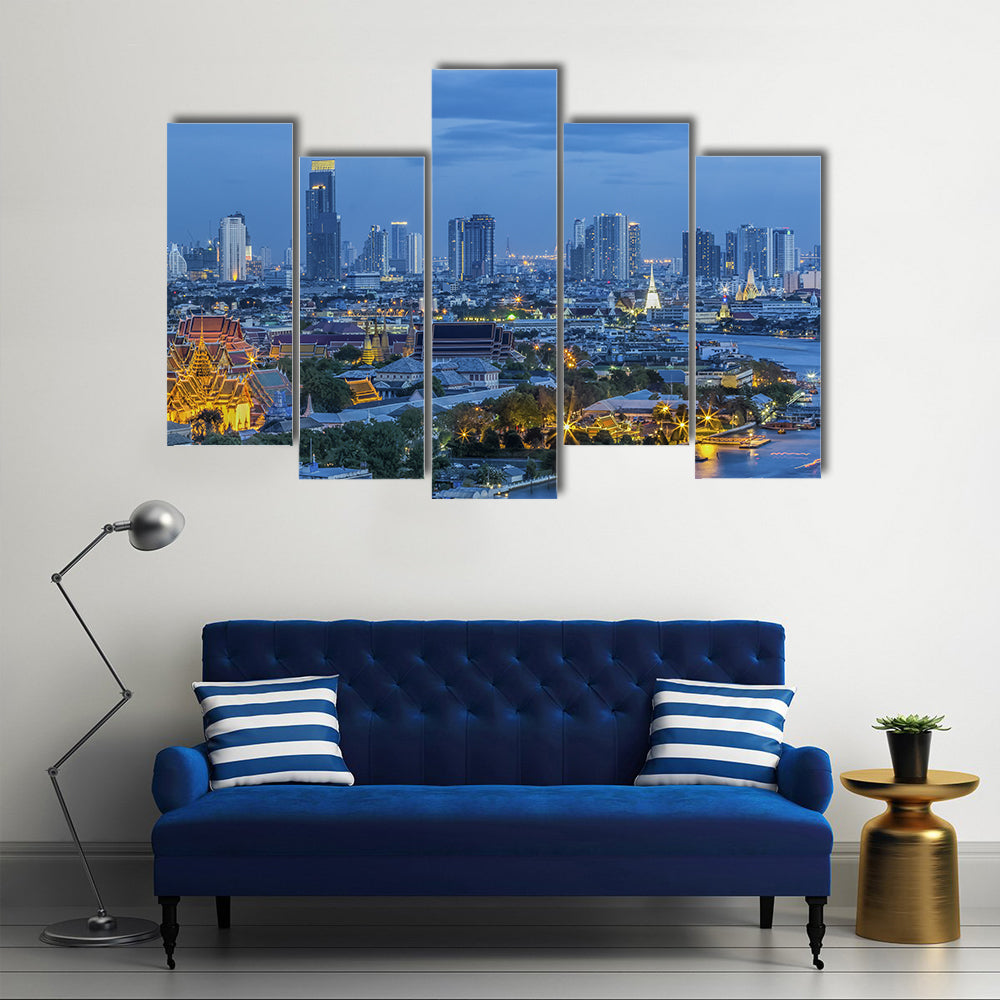 Grand Palace At Twilight In Bangkok Canvas Wall Art