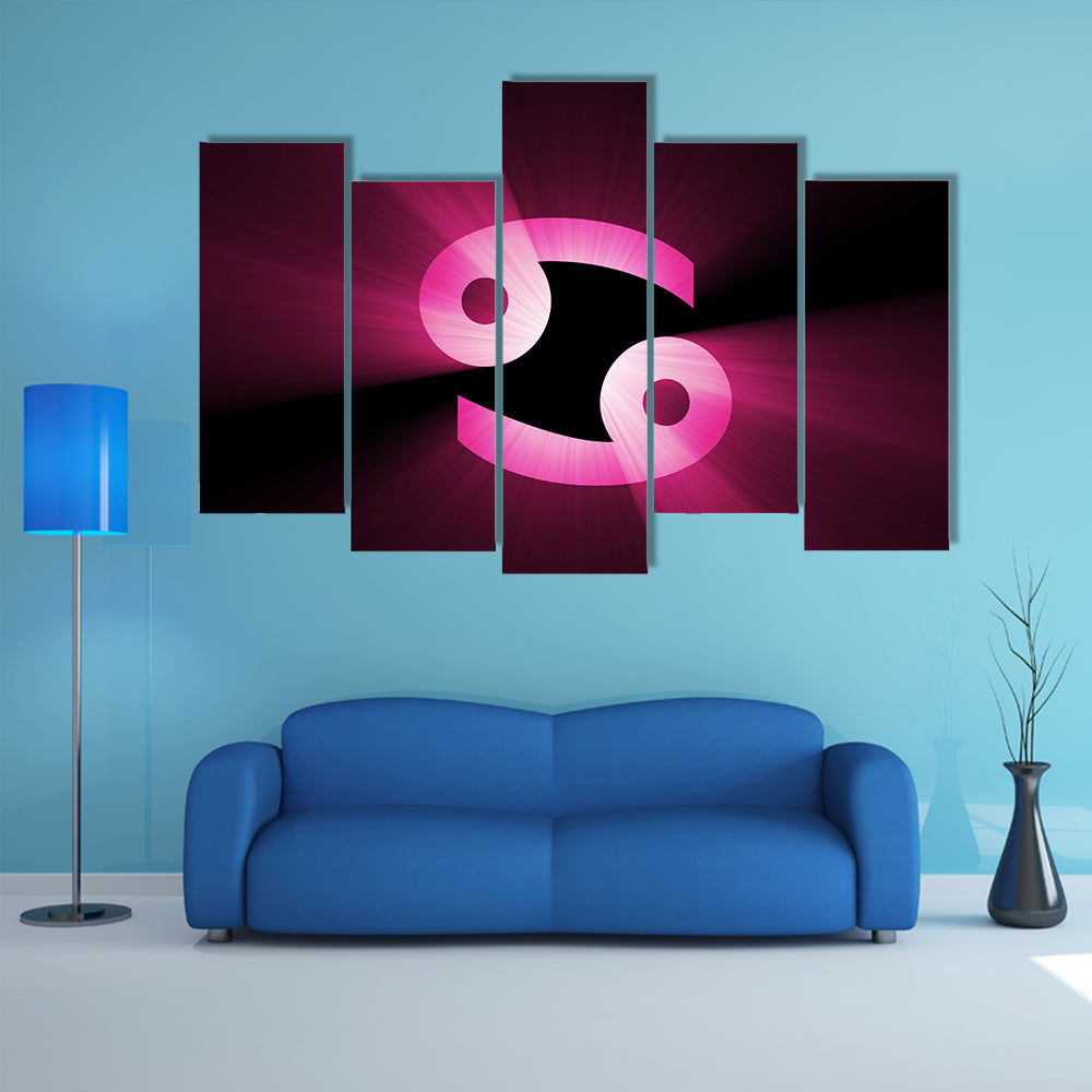 Magenta Cancer Zodiac Symbol Canvas Wall Art