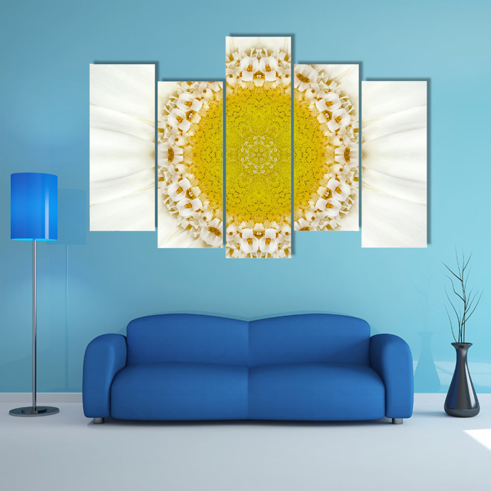 White Concentric Flower Canvas Wall Art