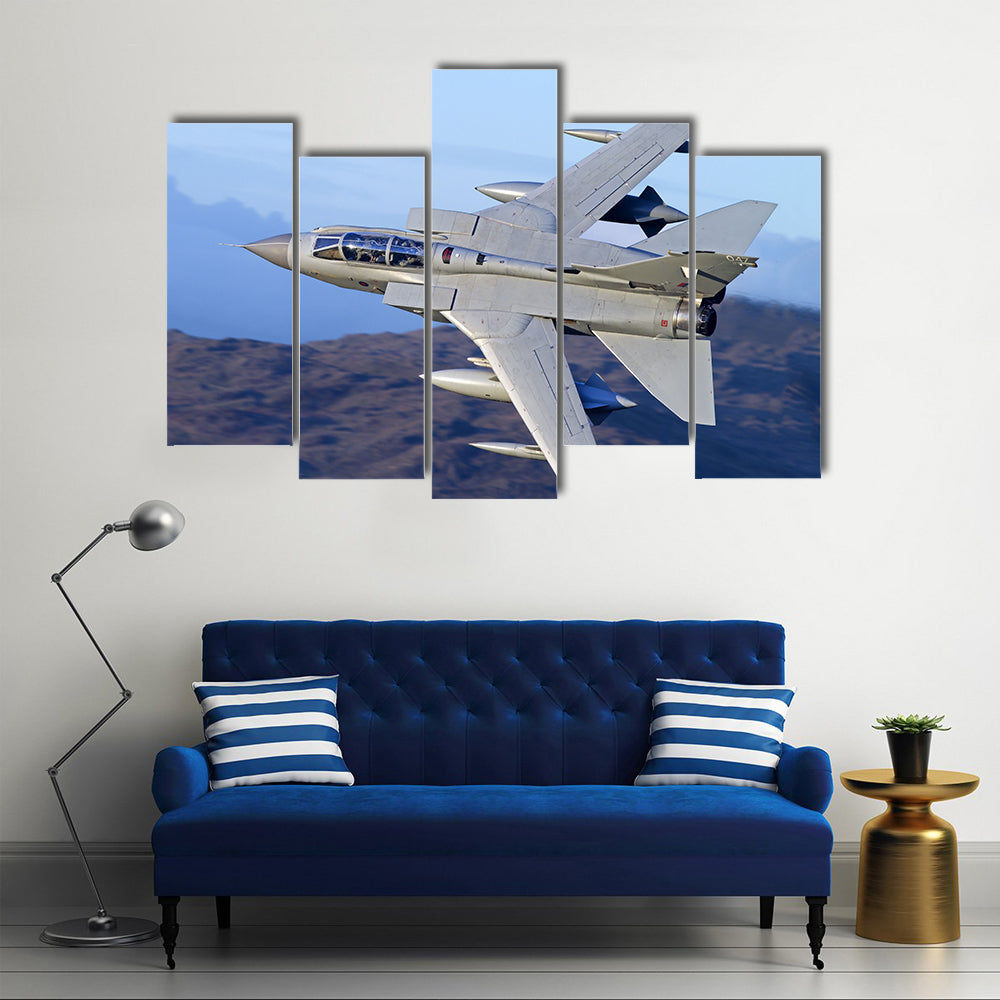 Tornado Gr4 Fighter Jet Over Mountains Canvas Wall Art