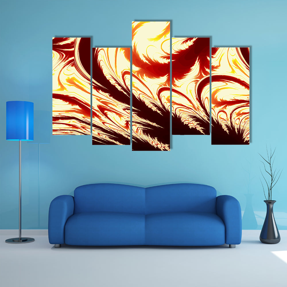 Fractal Flame Feather Illustration Canvas Wall Art