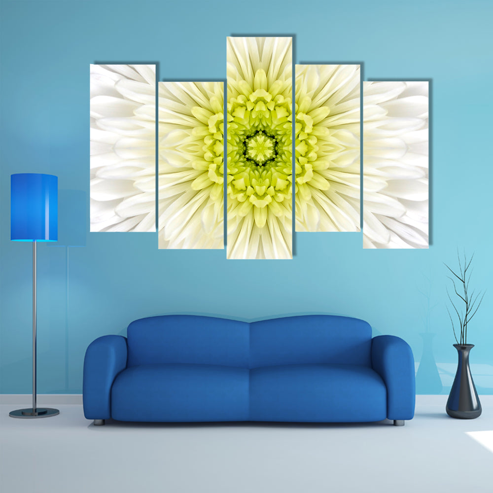 White Mandala Concentric Flower Canvas Wall Art