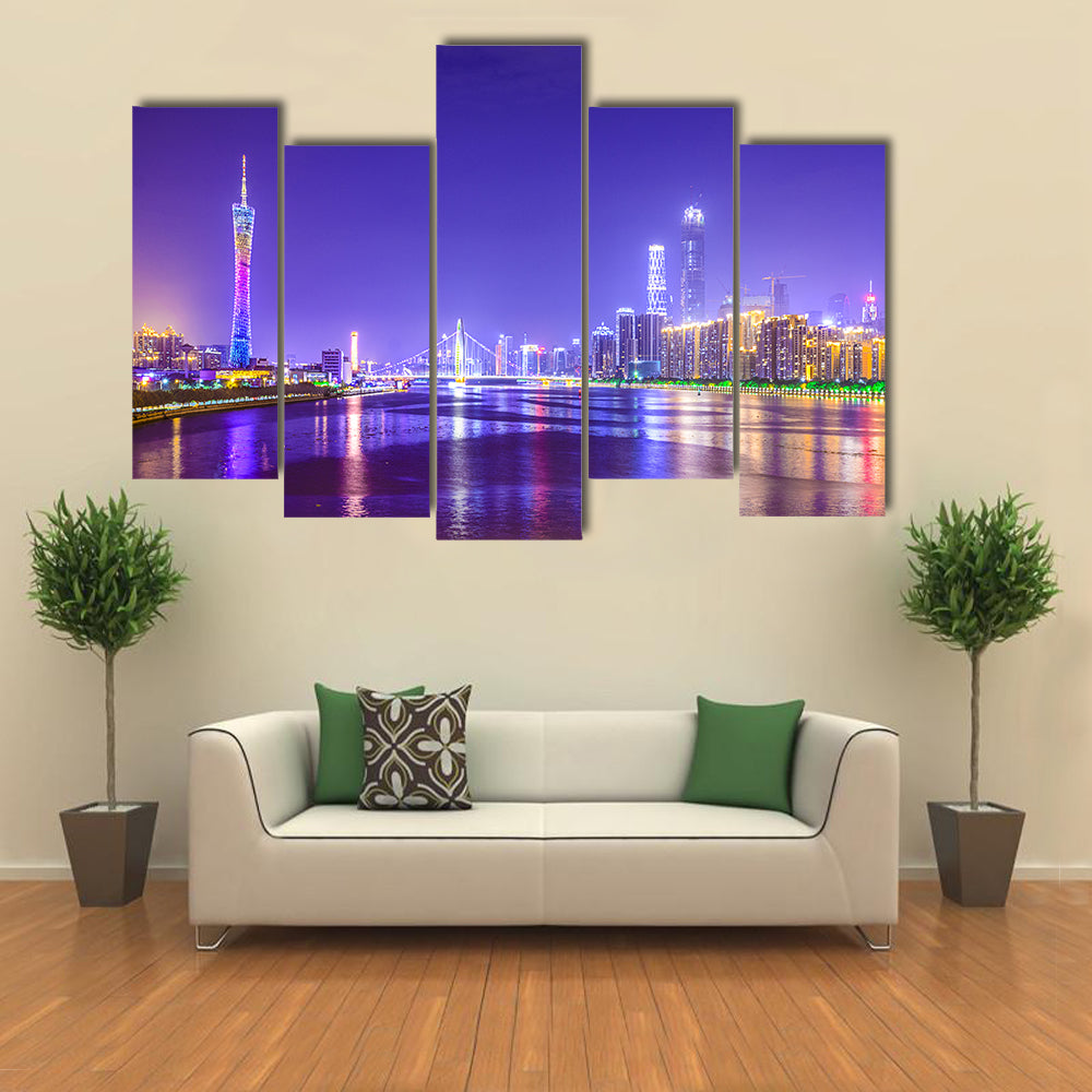 Guangzhou Skyline Over Pearl River Canvas Wall Art
