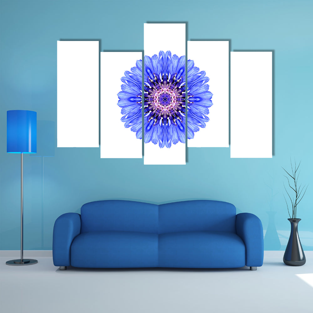 Blue Cornflower Mandala Canvas Wall Art