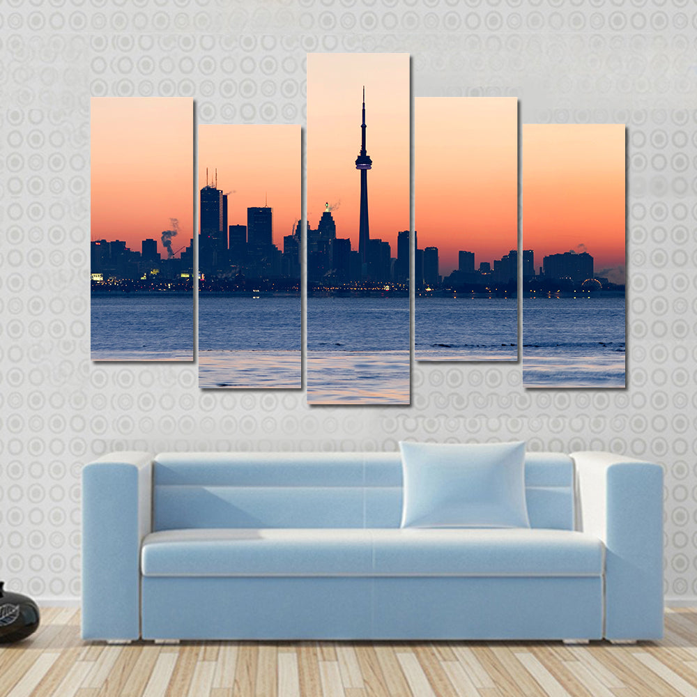 Toronto Skyline At Dawn Canvas Wall Art