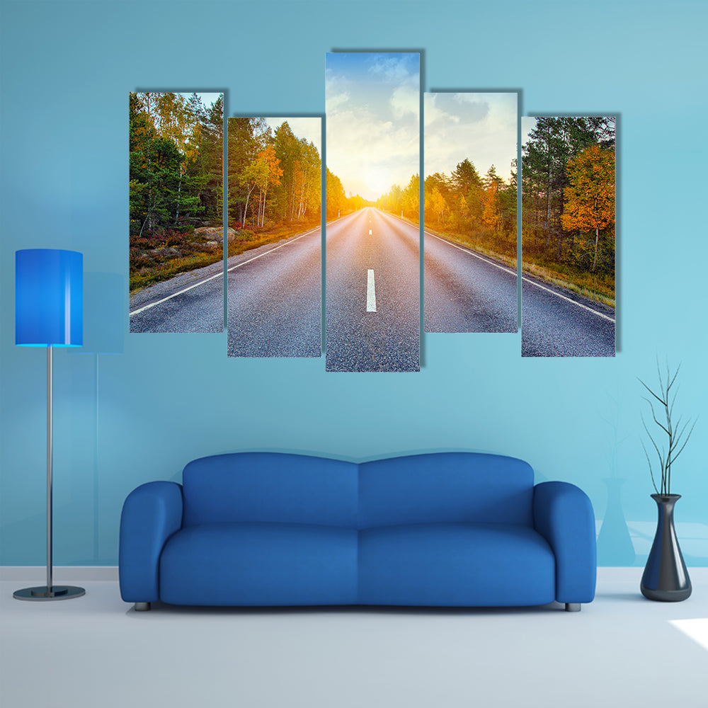 Scenic Road In Sweden Canvas Wall Art