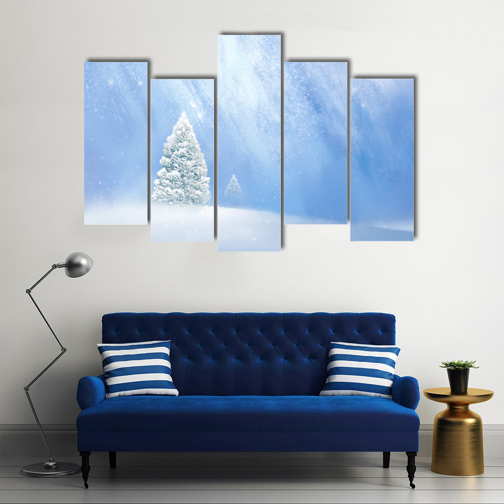 Snow-covered Pines in Soft Winter Light Canvas Wall Art