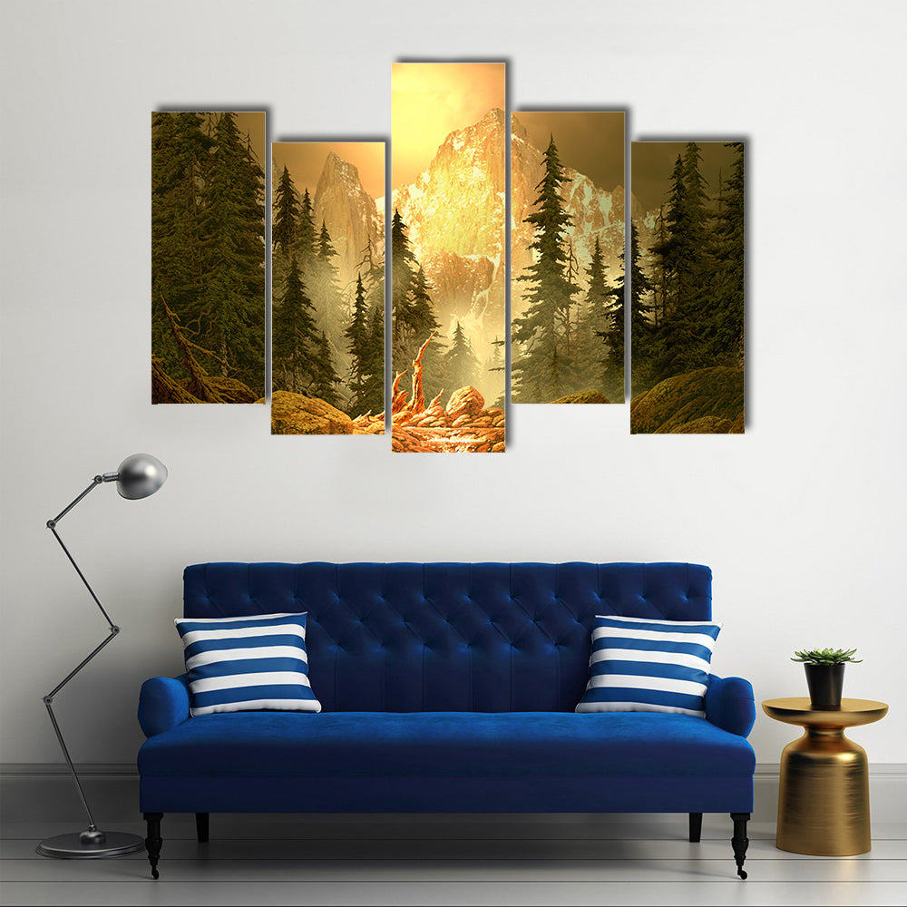 Mountain Stream at Golden Hour Canvas Wall Art