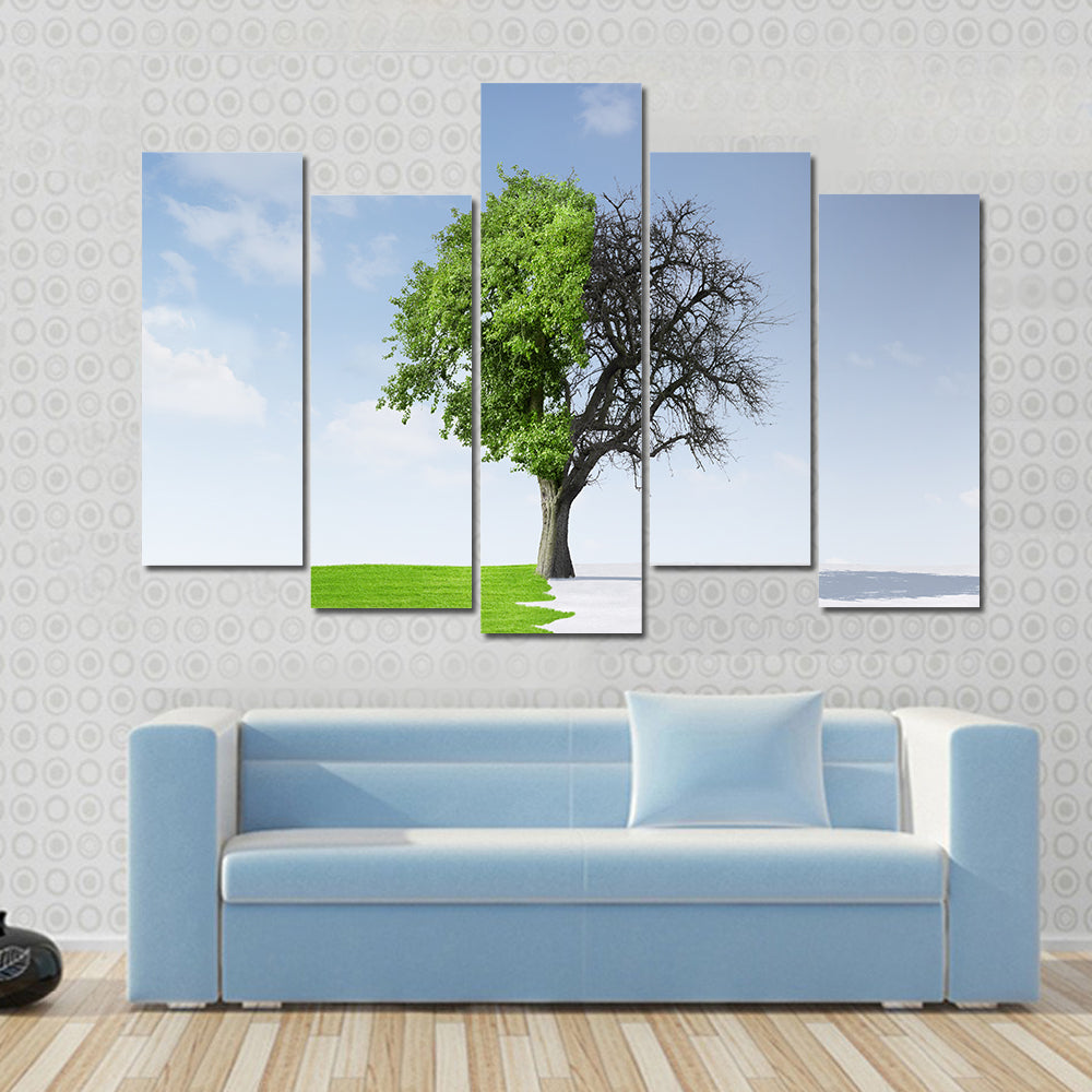 Summer To Winter Concept Canvas Wall Art