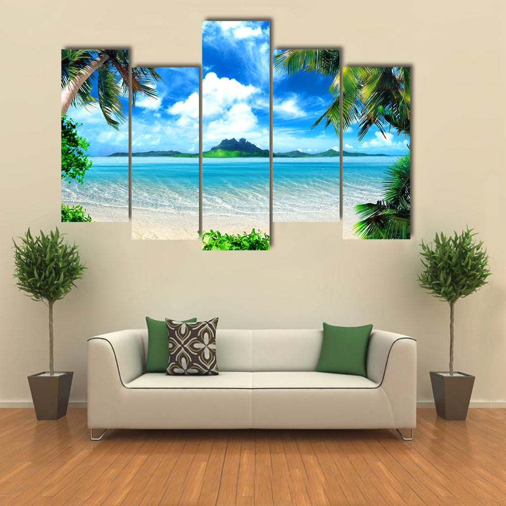 Tropical Beach with Turquoise Ocean Canvas Wall Art